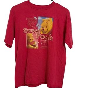 Disney Vintage Winnie the Pooh Sweet Pooh Red Glitter Tee Womens Medium 90s